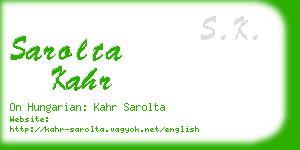sarolta kahr business card